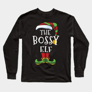 Bossy Elf Family Matching Christmas Holiday Group Gift Pajama Long Sleeve T-Shirt